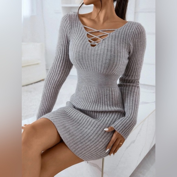 SHEIN Ribbed Knit Bodycon Sweater Dress - Picture 5 of 6
